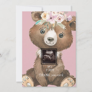 Ultraljudsfoto Boho Bear Rosa Funny Tack Kort