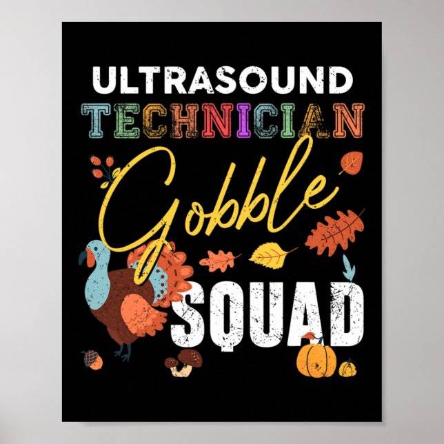 Ultraljudstekniker Gobble Squad Thanksgiving Fa Poster (Framsidan)