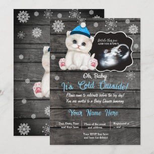 Ultralund Winter Cat Kitten Baby Shower Inbjudningar