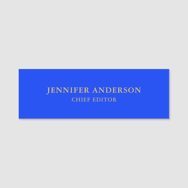 Ultramarine Blue Gold Professional Modern Plain Namnbricka (Framsida)