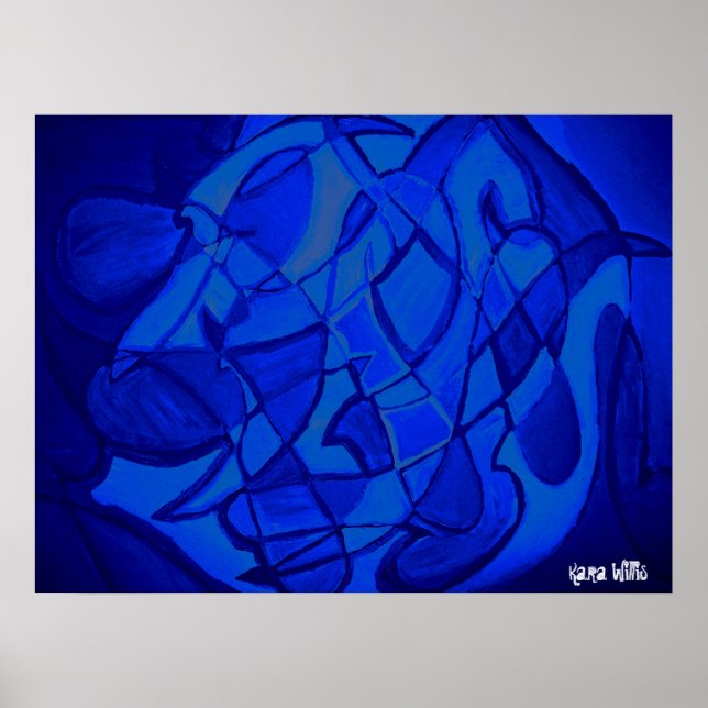 Ultramarine Blue Modern Contemporary Abstrakt Art Poster (Framsidan)