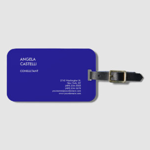 Ultramarine Blue Trendig Modern Minimalist Plain Bagagebricka