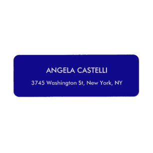 Ultramarine Blue Trendig Modern Minimalist Plain Returadress Etikett