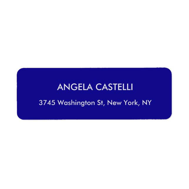 Ultramarine Blue Trendig Modern Minimalist Plain Returadress Etikett (Framsidan)