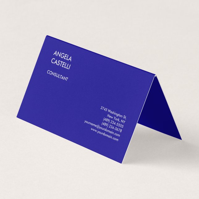 Ultramarine Blue Trendig Modern Minimalist Plain Visitkort (Framsida)