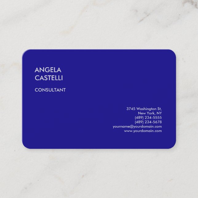 Ultramarine Blue Trendig Modern Minimalist Plain Visitkort (Framsida)