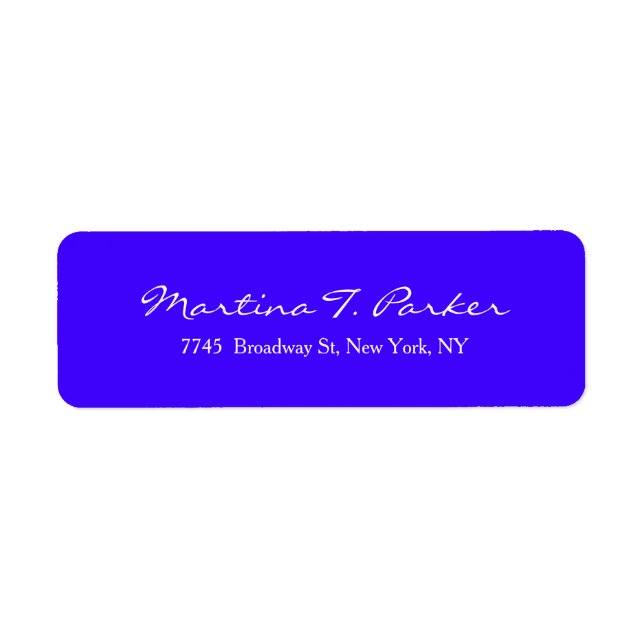 Ultramarine Blue - Unik kvinnlig elegant Returadress Etikett (Framsidan)