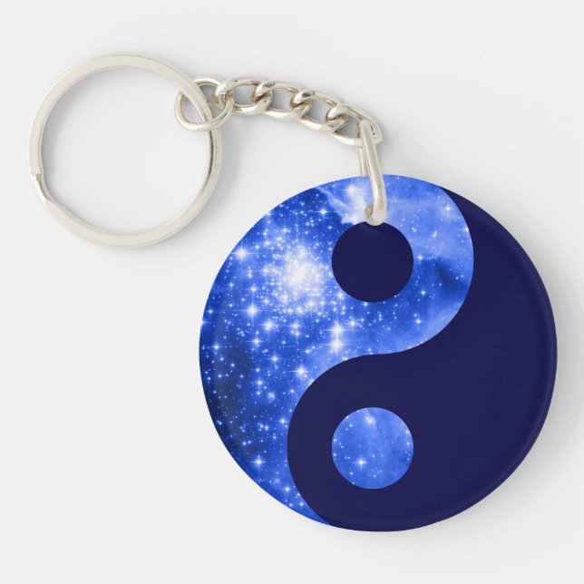 Ultramarine och Navy Blue Stars Yin Yang Symbol (Framsidan)