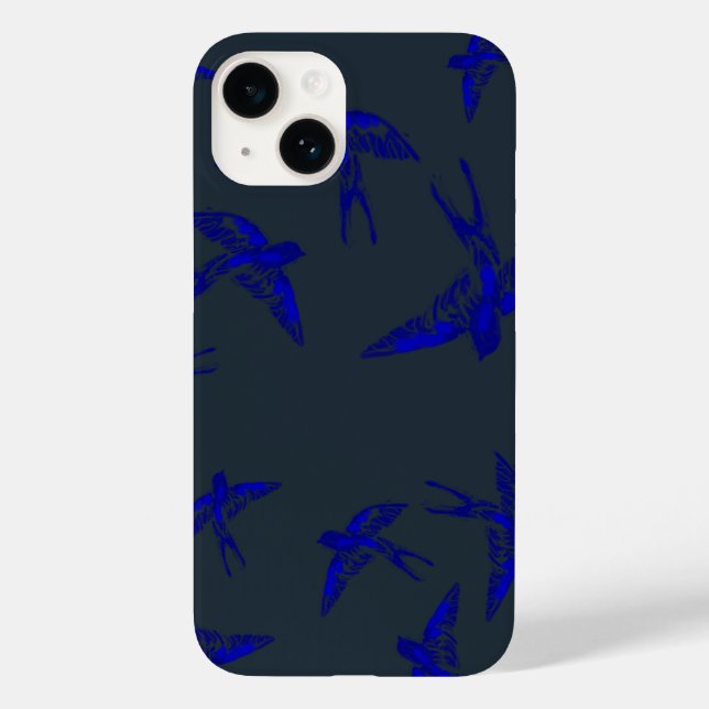 Ultramarine Sväljer iPhone 14 Fodral (Baksida)