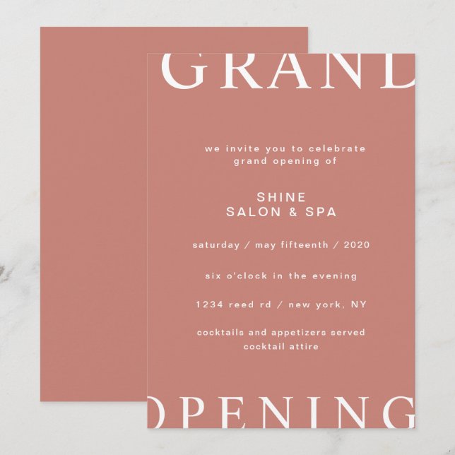 ultramodern layout elegant skrift stor invigning inbjudningar (Fram/baksida)