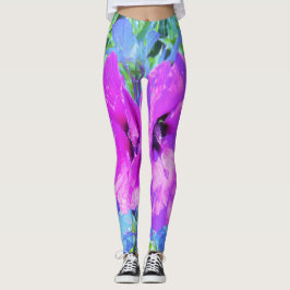 Ultrareviolett plommon Crazy Lila Hibiscus Flowers Leggings