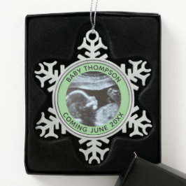 Ultrasound Gravid Gender Reveal Sonogram Snöflinga Pewter Julgransprydnad