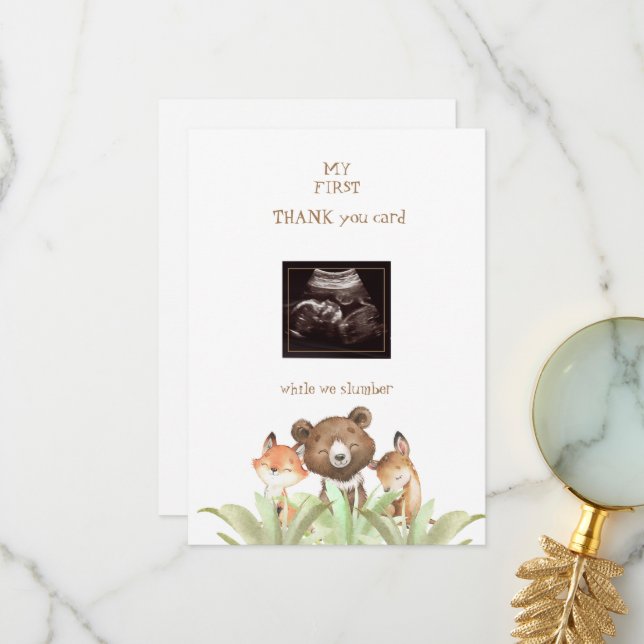 Ultrasound Photo Boy Funny Woodland Tack Kort (Fram/Back In Situ)
