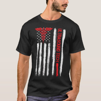 Ultrasound Tech American Flagga Cardiac Vaskcular T Shirt