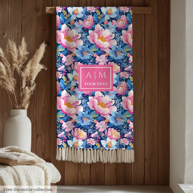 Ultratunn Blek Rosa Monogram Blanket för henne Fleecefilt (Ultra Modern Pale Pink Monogram Blanket for Her)