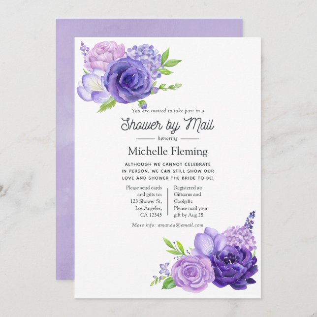 Ultratunn Blommigt för vattenfärg, babykläder efte Inbjudningar (Fram/baksida)