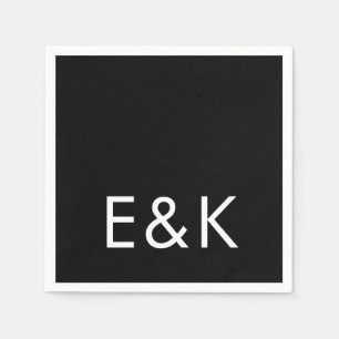 Ultratunn, fetstilt, stor, svart Monogram Pappersservett