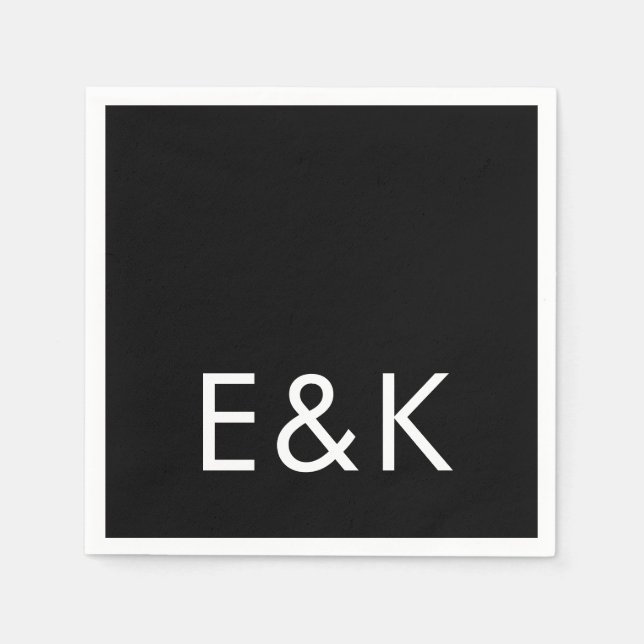 Ultratunn, fetstilt, stor, svart Monogram Pappersservett (Framsidan)
