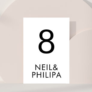 Ultratunn, minimalistisk BOLD NAMN bröllop Bordsnummer