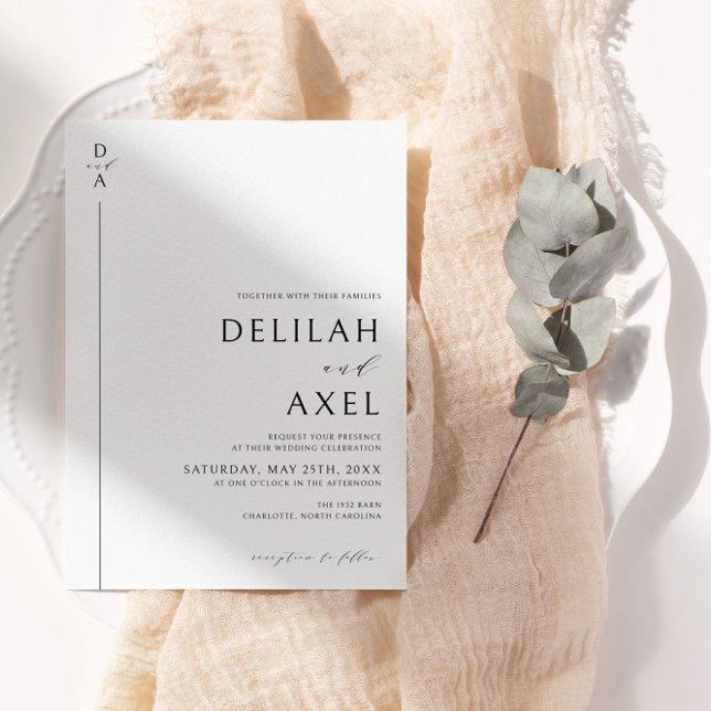 Ultratunn minimalistisk svart och vit Bröllop Inbjudningar (Skapare uppladdad)