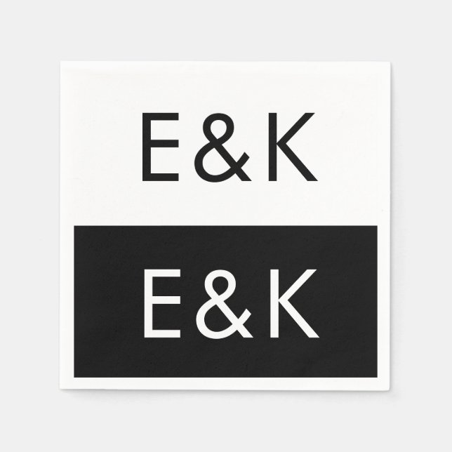 Ultratunn modern, djärv, stor monogram enkel pappersservett (Framsidan)