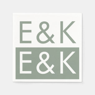 Ultratunn modig Grönt i fetstil - Monogram enkelt Pappersservett