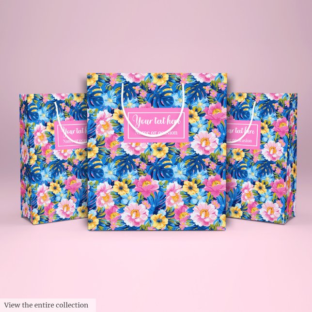 Ultratunn rosa-blommigt för pastellisering (Ultra modern pastel pink watercolor floral preppy Medium Gift Bag)