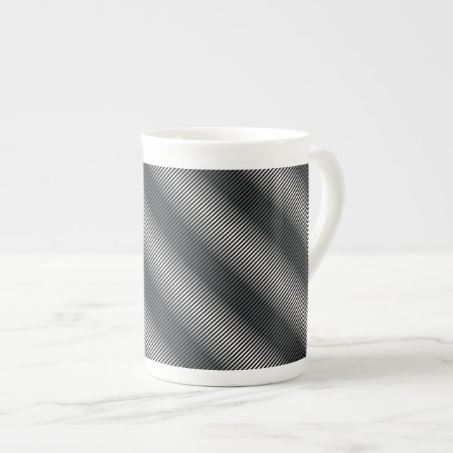 Ultratunn svart och vit gradering Linjer Benporslin Mugg (Framsida höger)