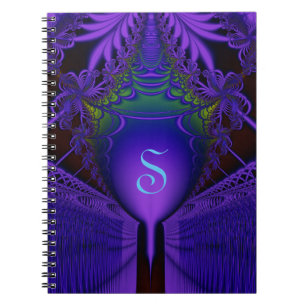 Ultraviolet Fractal Shield och Snöre Monogram Anteckningsbok