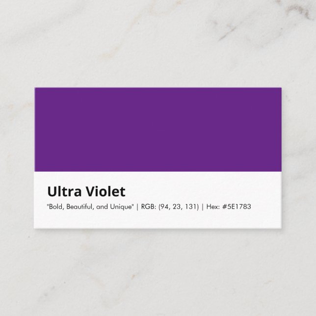 Ultraviolett | "Fet, vacker och unik" Färg Visitkort (Framsida)