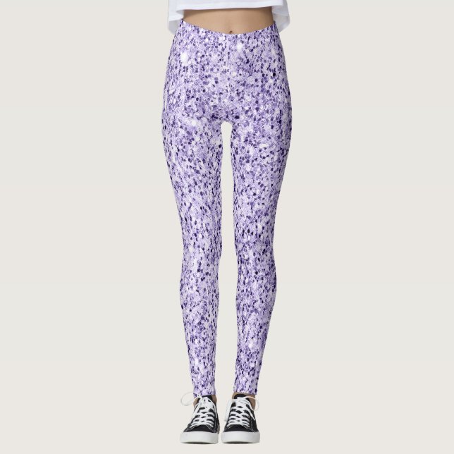 Ultraviolett lätt lila glitter-miniatyrdiagram leggings (Framsida)