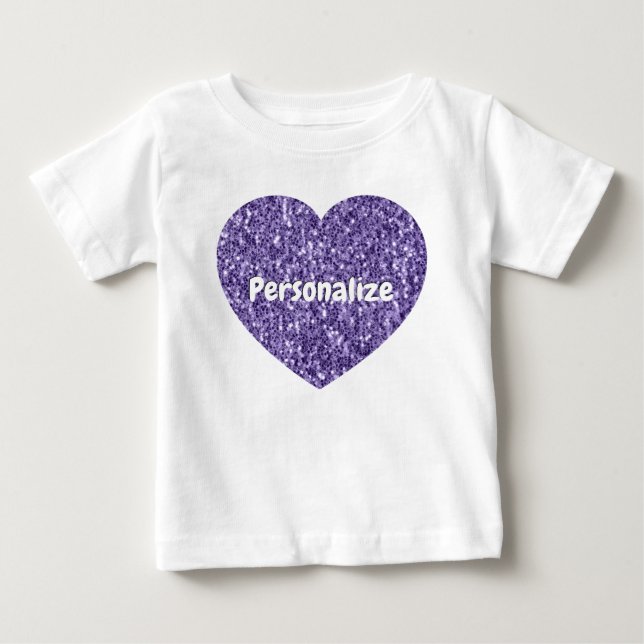 Ultraviolett lila-gnistor Heart Personalize T Shirt (Framsida)