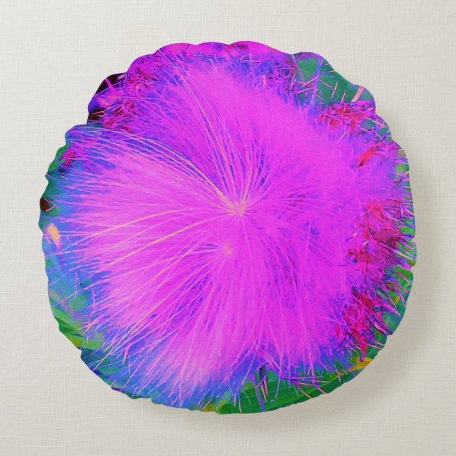 Ultraviolett Lila Milkweed Rund Kudde (Framsidan)