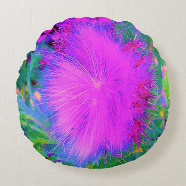 Ultraviolett Lila Milkweed Rund Kudde (Framsidan)