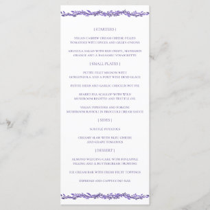 Ultraviolett lila Woodsy Wedding Reception Ultra V Meny