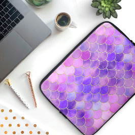 Ultraviolett och Guld Sjöjungfru Mönster Laptop Sleeve