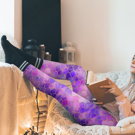 Ultraviolett och Guld Sjöjungfru Mönster Leggings