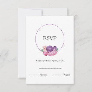 Ultraviolett och rosa ros blommigt Bröllop OSA Kort