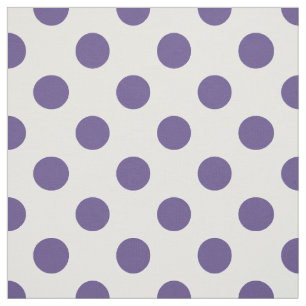 Ultraviolett polka dots på vit tyg