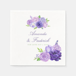 Ultraviolett tema Vattenfärgsfärg Blommigt Bröllop Pappersservett