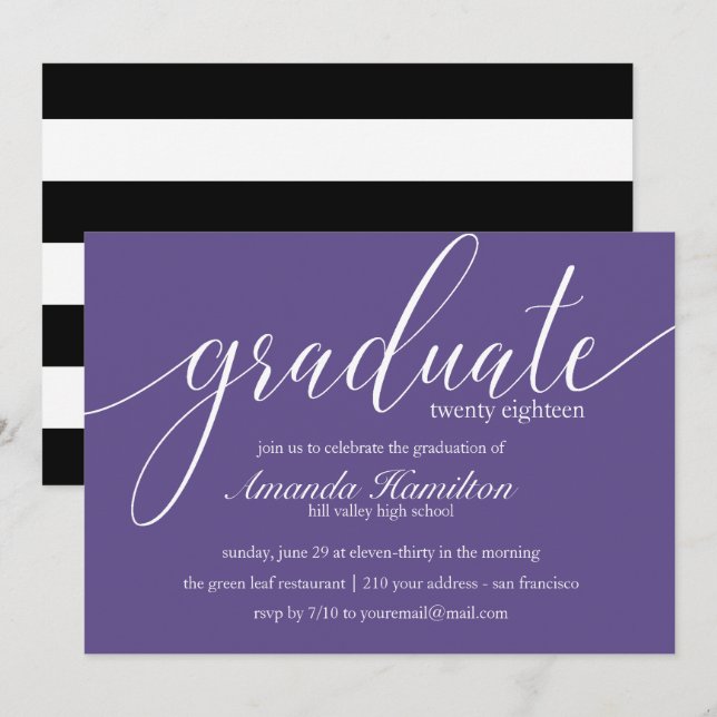 Ultraviolett typografi Examen Inbjudan (Fram/baksida)