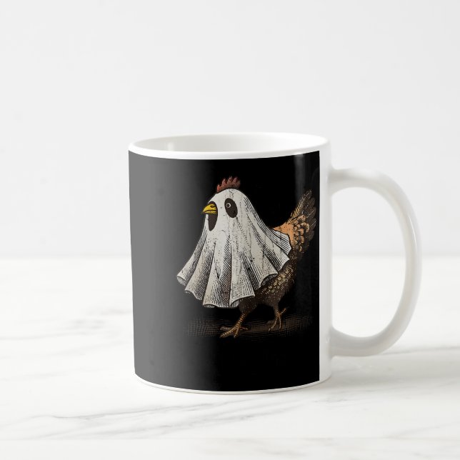 Ultrygeist Chicken, Chicken Ghost, Funny Halloween Kaffemugg (Höger)