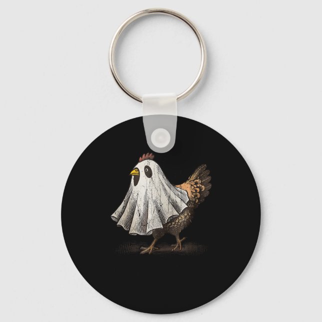 Ultrygeist Chicken, Chicken Ghost, Funny Halloween Nyckelring (Framsida)