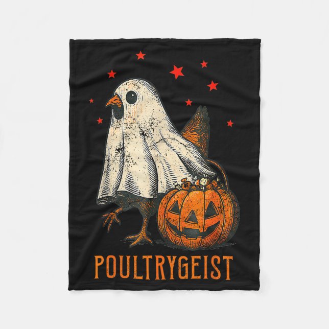 Ultrygeist Funny Halloween Chicken Ghost Costume P Fleecefilt (Framsidan)