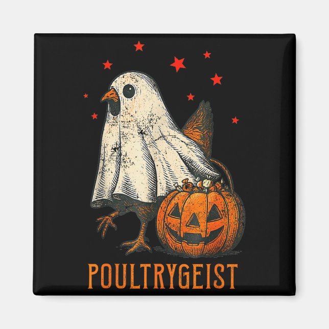 Ultrygeist Rolig Halloween Kyckling Spök Kostym P Magnet (Framsidan)