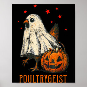 Ultrygeist Rolig Halloween Kyckling Spök Kostym P Poster