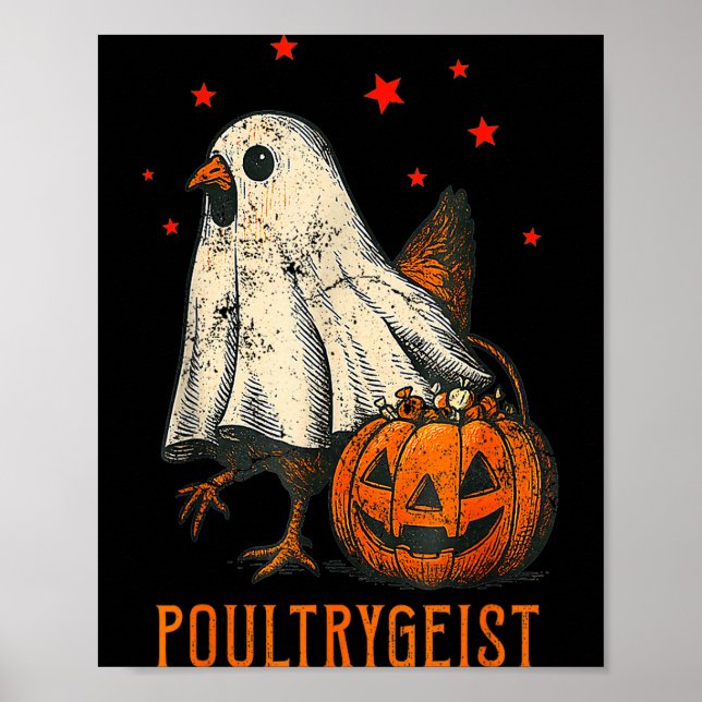 Ultrygeist Rolig Halloween Kyckling Spök Kostym P Poster (Framsidan)
