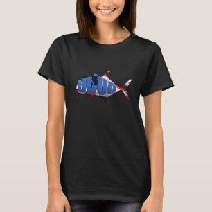 Ulua aka Giant Trevally USA Flag Fiske & Spjutfisk T Shirt