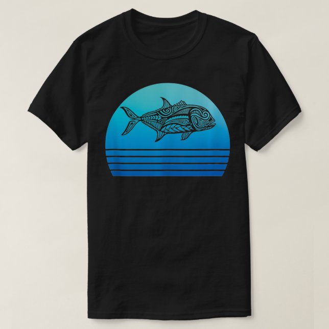 Ulua Fishing Native Hawaiian Tshirt  Hawaiian Trib T Shirt (Design framsida)