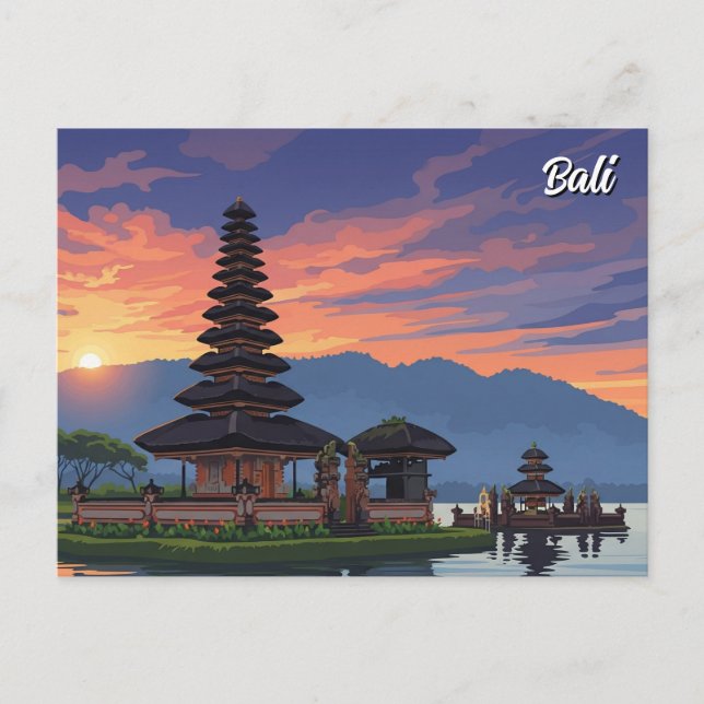 Ulun Danu Bali Indonesia Travel Helg Vykort (Framsida)